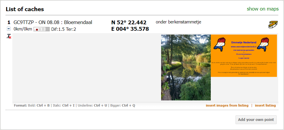 Geoprinter extra informatie cache toevoegen