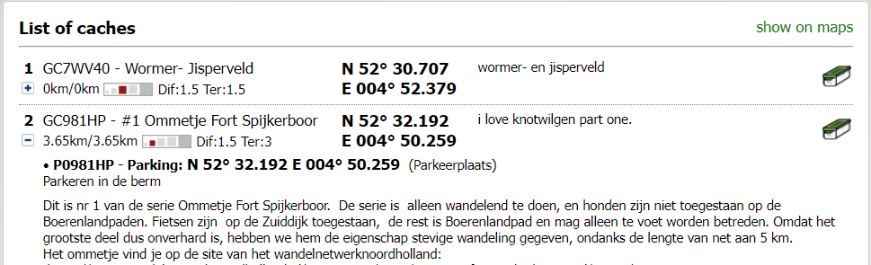 Geoprinter lijst met extra tekst