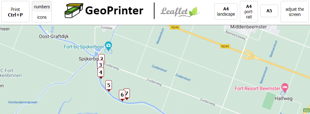 Geoprinter kaart map overzicht caches