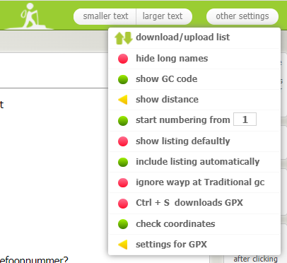 Uitleg other settings