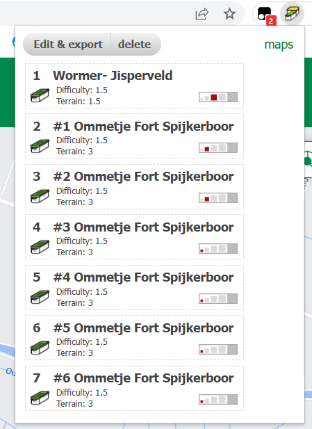 Geoprinter drop down menu met caches