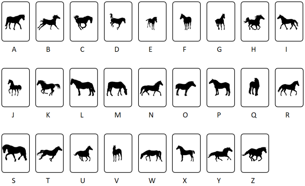 Horses
Paarden
Lettertype
Ontcijferen'
Alfabet