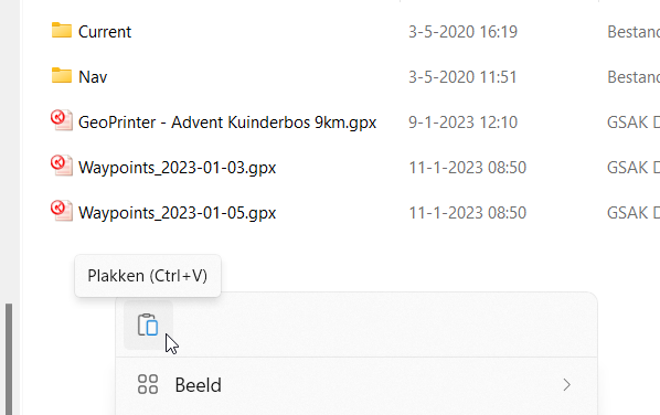 plakken rechts met muis