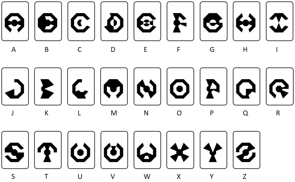 Octo lettertype 8 kantig acht code tabel