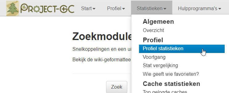 Profiel Statistieken op Geocaching profiel plaatsen