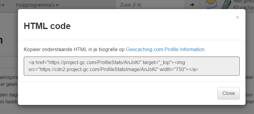 Profiel Statistieken op Geocaching profiel plaatsen