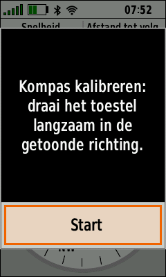 kompas kalibreren start
