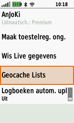 Geocache lists lijsten