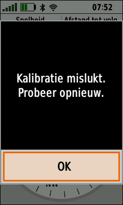 Garmin kalibratie mislukt