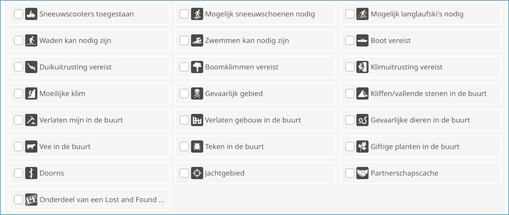 Geocaching zoekfilters Eigenschappen filter op geocaching.com