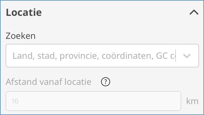 Geocaching zoekfilters locatie filter op geocaching.com