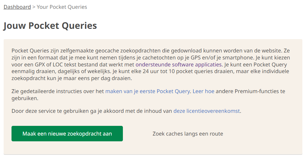 hoe maak ik een pocket query