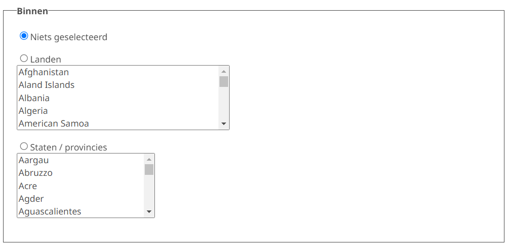 Land instellen bij een pocket query