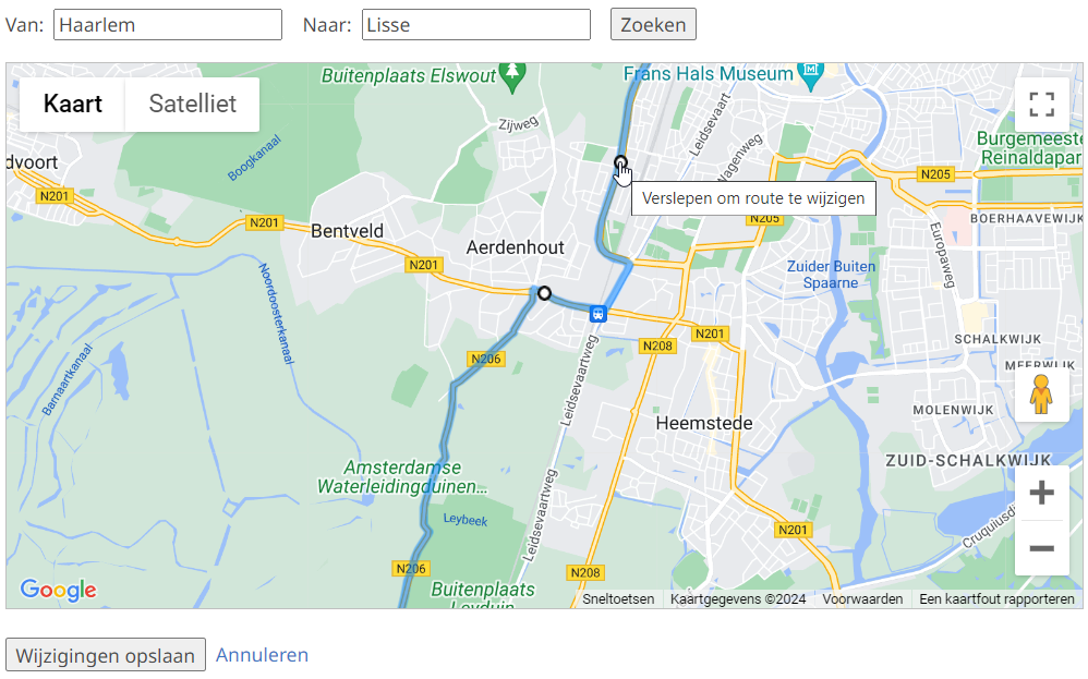 Route aanpassen
