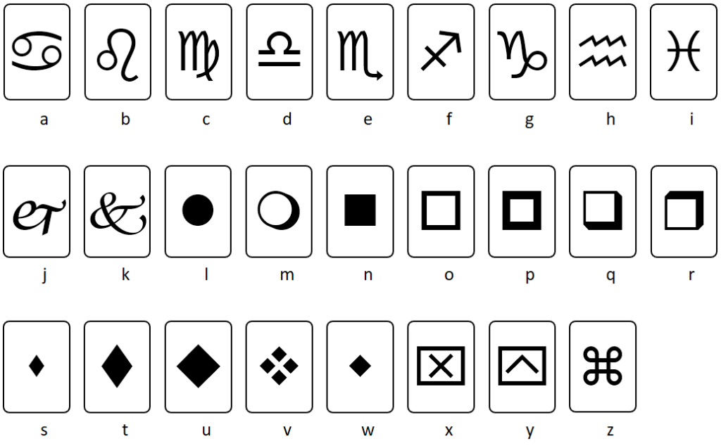 Webdings kleine letters