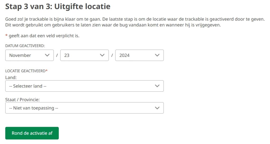 Uitgifte locatie