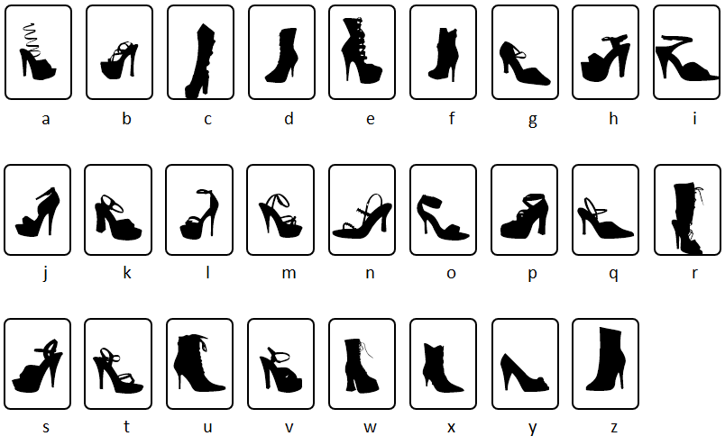 Fetish high heels Kleine letters