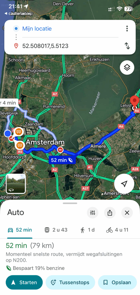 Google maps route starten
