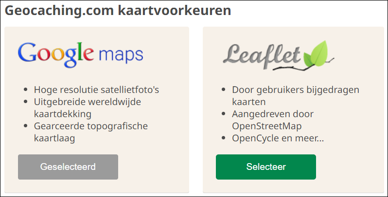 Kaartvoorkeur leaflet instellen