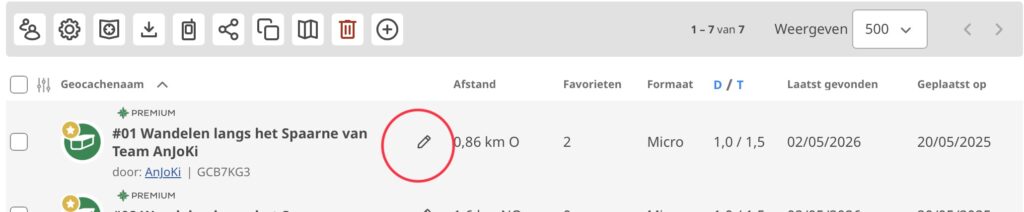 Samenwerkingslijst aanpassen