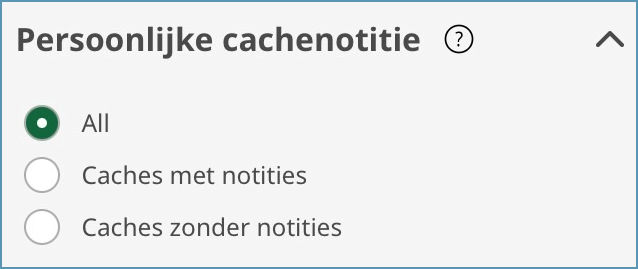 Geocaching zoekfilters Persoonlijke cachenotitie, filter op geocaching.com