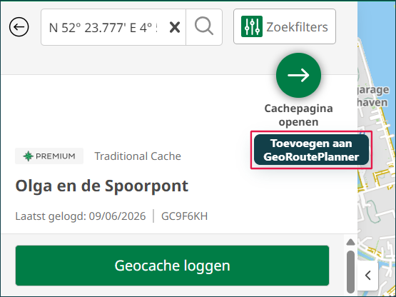 Cache toevoegen vanaf play map kaart